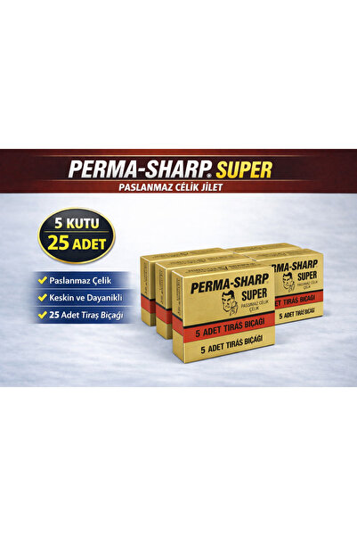 CT STONES Perma-Sharp Super Stainless Steel Razor Blades 5 Pieces 5 Boxes