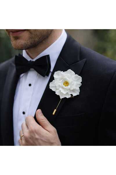Nacreous Arts Nacrea Çiçek Yaka İğnesi – Zarif ve Şık Tasarım Gelin&Damat Yak...