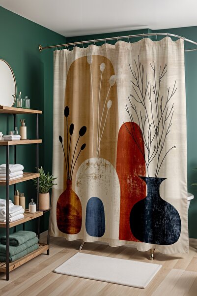 EVPANYA Perdeau de baie, Perdeau de duș cu model în nuanțe de recoltă, Perdea...