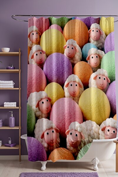 EVPANYA Perdeau de baie, perdea de duș cu model cu bule colorate, perdea pent...