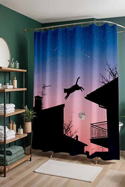 EVPANYA Perdeau de baie, perdea de duș cu model Sky Hunter, perdea pentru cad...