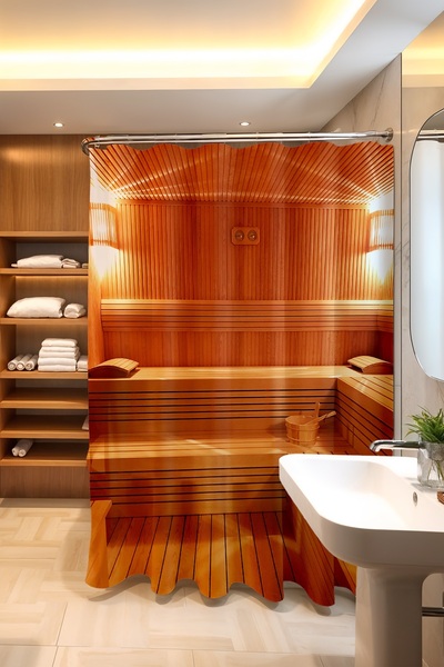 EVPANYA Perdeau de baie, perdea de duș cu model pentru saună, perdea pentru c...