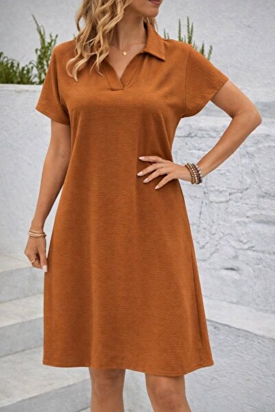 civetta Women's Short Sleeve V-Neck Aerobin Fabric Above Knee Dress