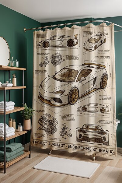 EVPANYA Perdeau de baie, Perdeau de duș cu model Anatomia vitezei, Perdeau pe...