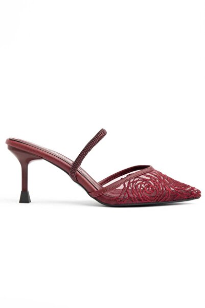 CHICELLA Σεβίλλα Μπορντό Δαντέλα Λεπτομερές Γυναικείο Παπούτσι με τακούνι