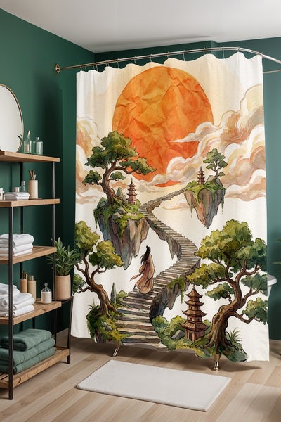 EVPANYA Bathroom Curtain, Path to Infinity Patterned Shower Curtain, Bathtub ...