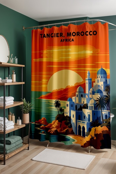 EVPANYA Bathroom Curtain,African Sunset Pattern Shower Curtain,Bathtub Curtai...