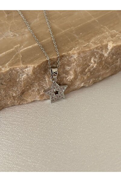 staınless steel Silver Stone Star Steel Necklace