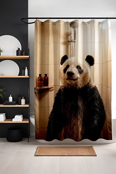 EVPANYA Perdeau de baie, perdea de duș cu model panda, perdea pentru cadă 175...