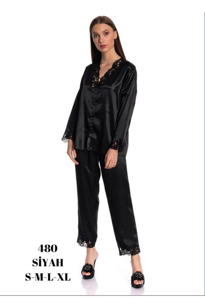 Espuar 480 Saten Gömlek Yaka Pijama Takımı
