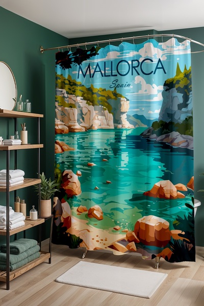 EVPANYA Bathroom Curtain, Endless Lake Patterned Shower Curtain, Bathtub Curt...