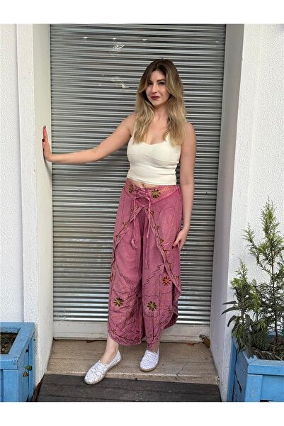 Miss Boheme Pink Color Ethnic Cap Embroidered Pants