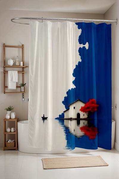 EVPANYA Bathroom Curtain, Abstract Kayakist Pattern Shower Curtain, Bathtub C...