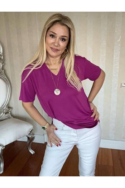 JANES Women's Short Sleeve V-Neck Blouse