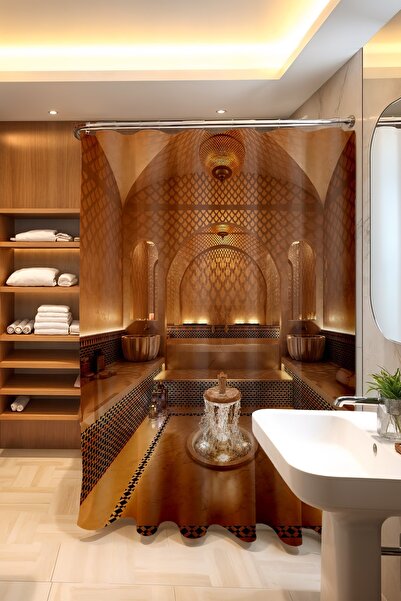 EVPANYA Perdeau de baie, perdea de duș cu model modern de hammam, perdea pent...