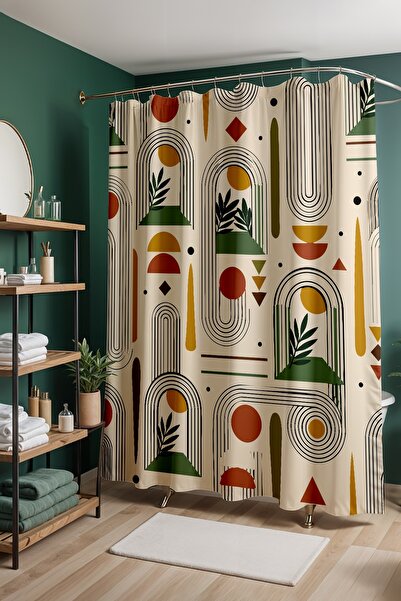 EVPANYA Perdeau de baie, perdea de duș cu model urmele timpului, perdea pentr...