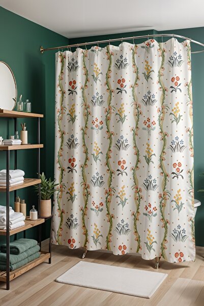 EVPANYA ستارة حمام، ستارة دش بنمط باقة الزهور الربيعية، ستارة حوض الاستحمام 1...