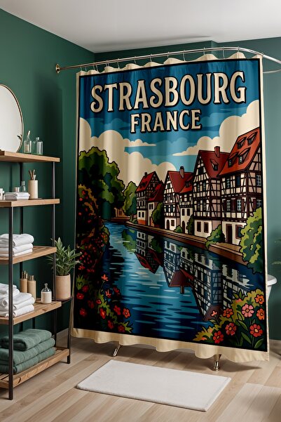 EVPANYA Perdeau de baie, Perdeau de duș cu model Fairy Tale France, Perdeau p...