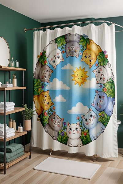 EVPANYA Perdeau de baie, perdea de duș cu model inel de prietenie, perdea pen...