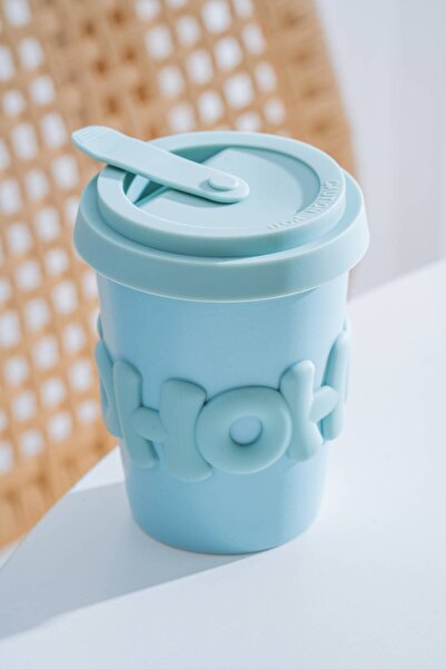 ACAR 8476 Ruby Silicone Cup with Lid Blue - 380 ml