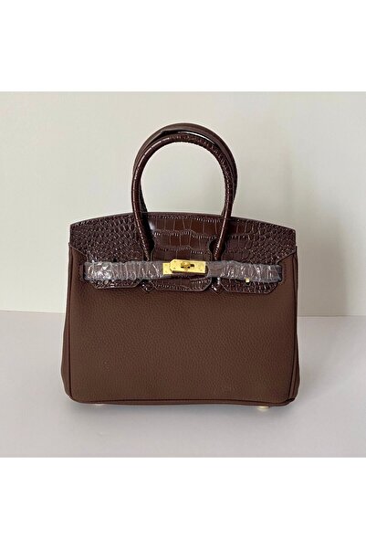 China Women's bag 25 half-croc gold lock
