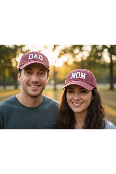 Betülce Pălărie vintage unisex din bumbac, cu textul DAD / MOM