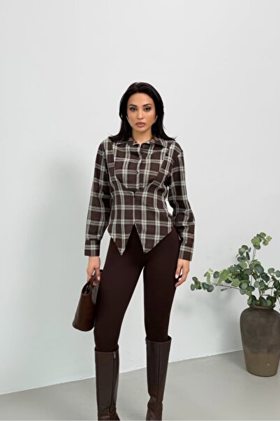 Safgiyim44 Women's Designer Shirt Blouse Brown