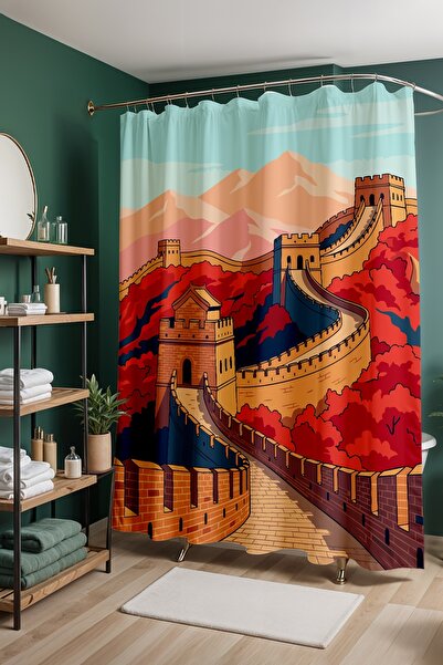 EVPANYA Perdeau de baie, Perdeau de duș cu model în culori de top, Perdeau pe...