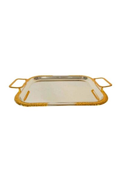 AZOZ MERCHLY Rectangular iron tray, gold and silver, 30*40 cm