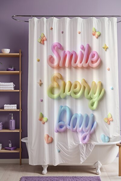 EVPANYA Perdeau de baie, perdea de duș cu model Vesel Days, perdea pentru cad...