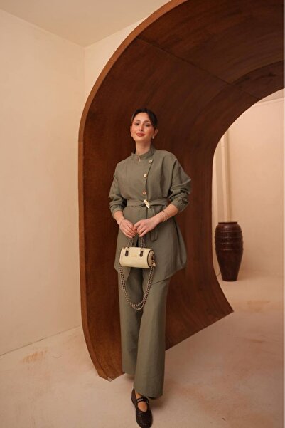 Safgiyim44 Gold Button Belted Double Suit