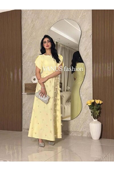 vanus fashion 6942 - فستان ميدي ليموني