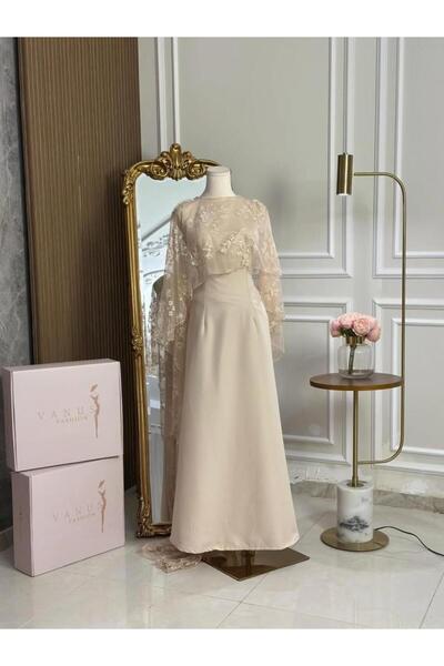 vanus fashion 6993 - فستان طويل سكري قطعتين