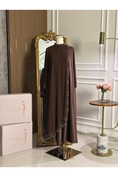 vanus fashion 6977 - Soft brown dress with a simple design