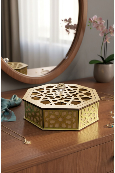 Işıl Concept Wooden Jewelry Box, 4 Compartments Jewelry and Makeup Organizer
