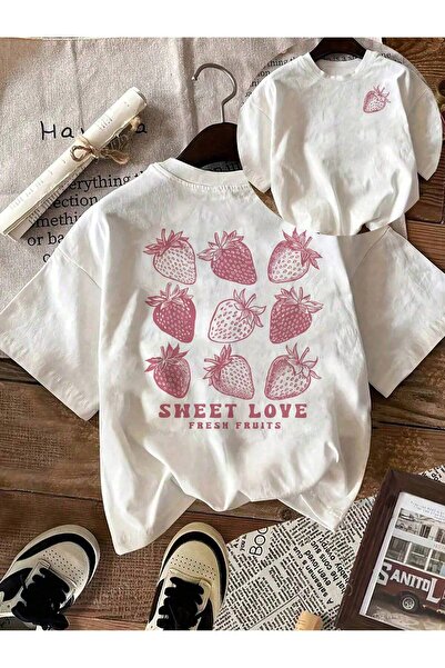 Velostra Women's Strawberry Printed Oversize Comfortable Daily Use Combed Cot...