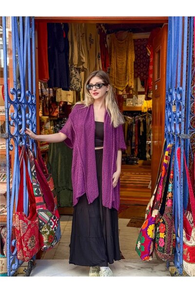Miss Boheme كارديجان ميرسيريزد بغطاء للرأس باللون الأرجواني