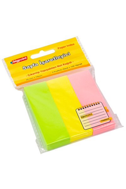 Bigpoint Hârtie adezivă pentru note 3 culori neon 25x75mm x 24 buc.