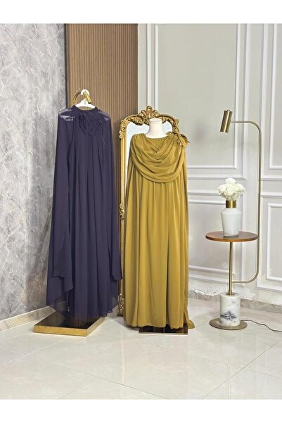 vanus fashion 7028 - فستان سهرة طويل كموني