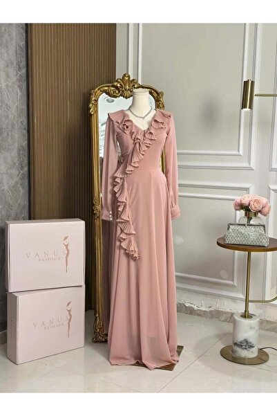 vanus fashion 6986 - فستان طويل وردي