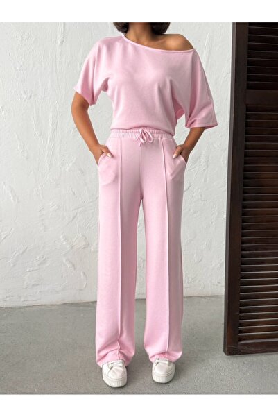 JANES Women's Jesus Sleeve Boat Neck Blouse and Trousers Misal Fabric Two-Pie...