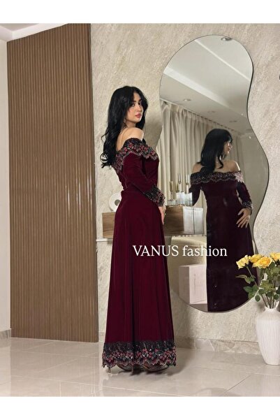 vanus fashion 6859 - فستان سهرة طويل مخملي