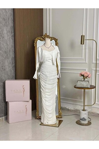vanus fashion 6972 - White dress with jacket