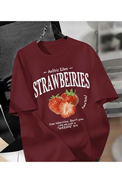 COHERENT Unisex Men/Women Strawberries Custom Printed Oversize Cotton T-Shirt