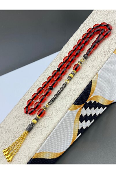 Tesbih Store Fire Amber Capsule Cut Special Design Tassel with Rodage