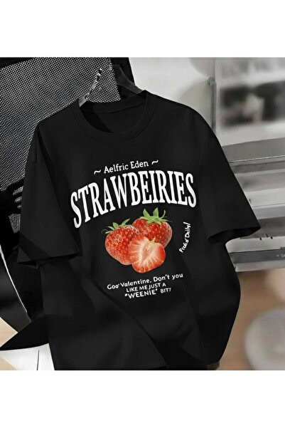 COHERENT Unisex Men/Women Strawberries Custom Printed Oversize Cotton T-Shirt