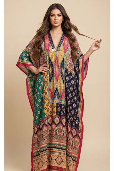 Moda Line The magic of the East jalabiya with shimmering patterns and sequins...