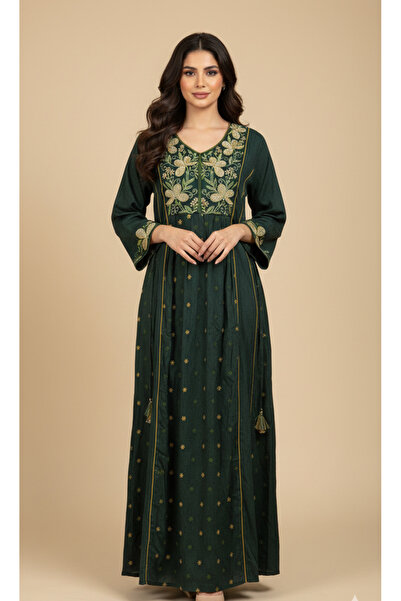 Moda Line A modern Ramadan jalabiya with royal embroidery on the collar and s...