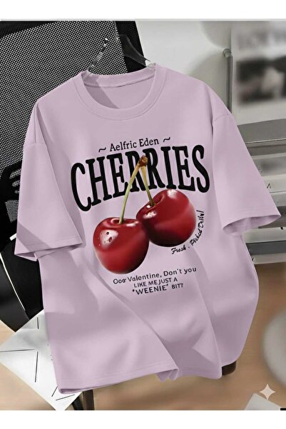 COHERENT Unisex Men/Women Ki̇razcherries Custom Printed Oversize Cotton T-Shi...