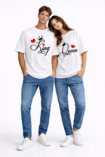 Ciel Lune King Queen Lover Combination Couple T-Shirt Matching Couple Oversiz...